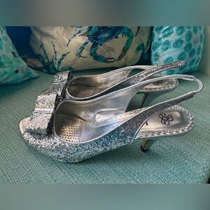 J.Renee Sparkling Silver Slingback Heels